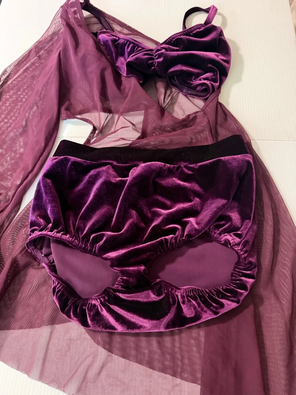 Kelle dance costume 2 piece purple mesh velvet STATE OF GRACE 8368 lyrical MA